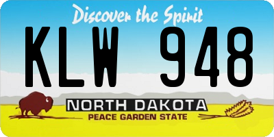 ND license plate KLW948