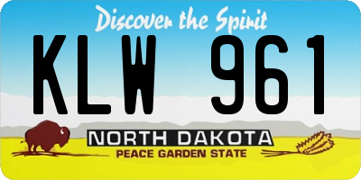 ND license plate KLW961