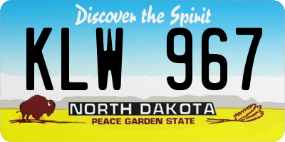 ND license plate KLW967