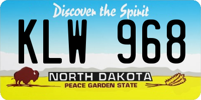 ND license plate KLW968