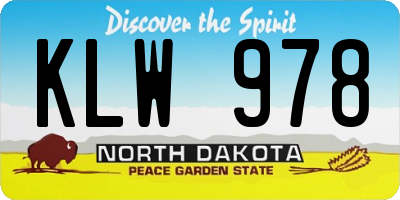 ND license plate KLW978