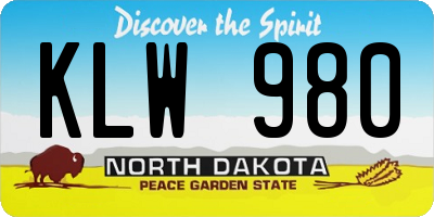 ND license plate KLW980