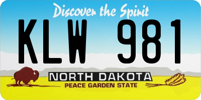 ND license plate KLW981