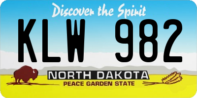 ND license plate KLW982