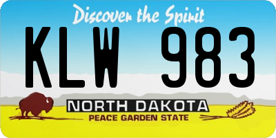 ND license plate KLW983