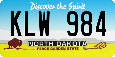 ND license plate KLW984
