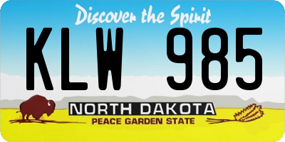 ND license plate KLW985