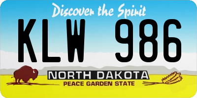 ND license plate KLW986