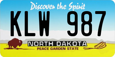 ND license plate KLW987