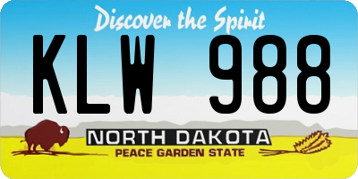 ND license plate KLW988