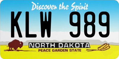ND license plate KLW989