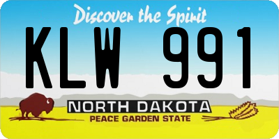 ND license plate KLW991
