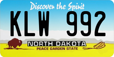 ND license plate KLW992