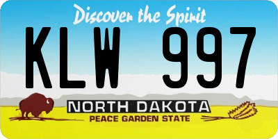 ND license plate KLW997