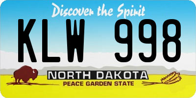 ND license plate KLW998