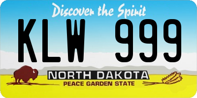 ND license plate KLW999