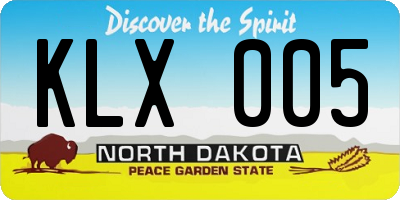 ND license plate KLX005