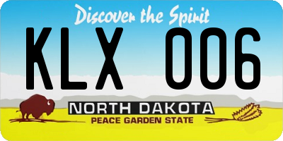 ND license plate KLX006