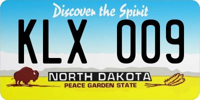 ND license plate KLX009