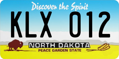 ND license plate KLX012