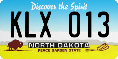 ND license plate KLX013