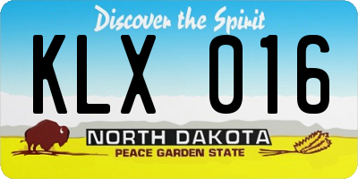 ND license plate KLX016