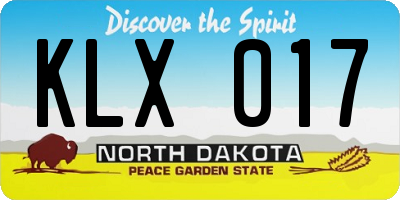 ND license plate KLX017