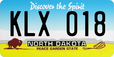 ND license plate KLX018