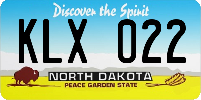 ND license plate KLX022