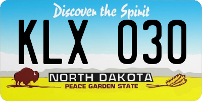 ND license plate KLX030