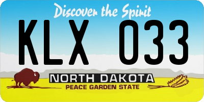 ND license plate KLX033