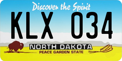 ND license plate KLX034