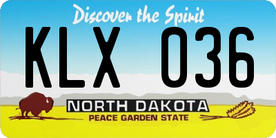 ND license plate KLX036