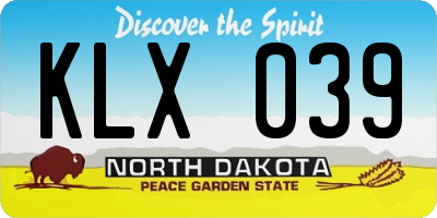 ND license plate KLX039
