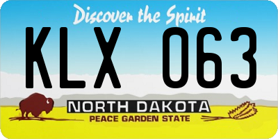 ND license plate KLX063