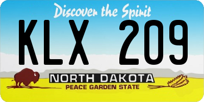 ND license plate KLX209