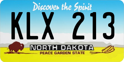 ND license plate KLX213