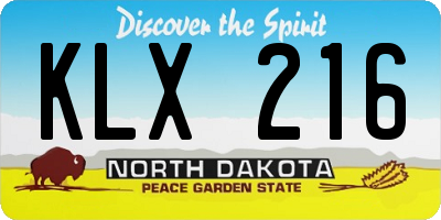ND license plate KLX216