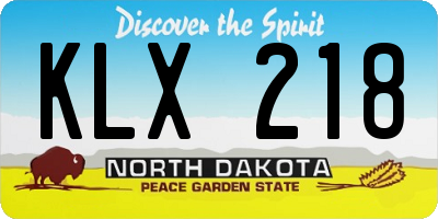 ND license plate KLX218