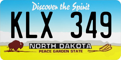 ND license plate KLX349