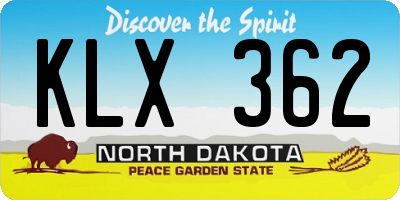 ND license plate KLX362