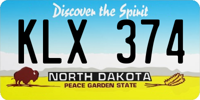 ND license plate KLX374