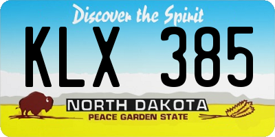 ND license plate KLX385