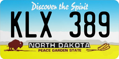 ND license plate KLX389