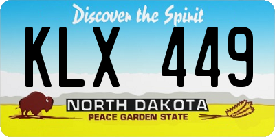 ND license plate KLX449