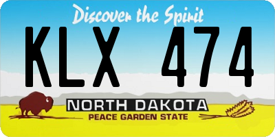 ND license plate KLX474