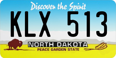 ND license plate KLX513