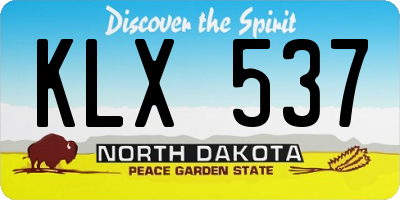 ND license plate KLX537