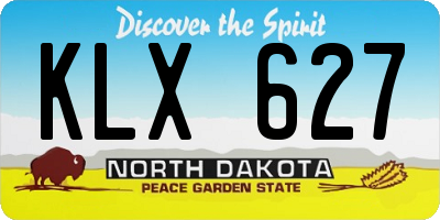 ND license plate KLX627