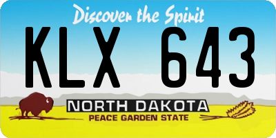 ND license plate KLX643